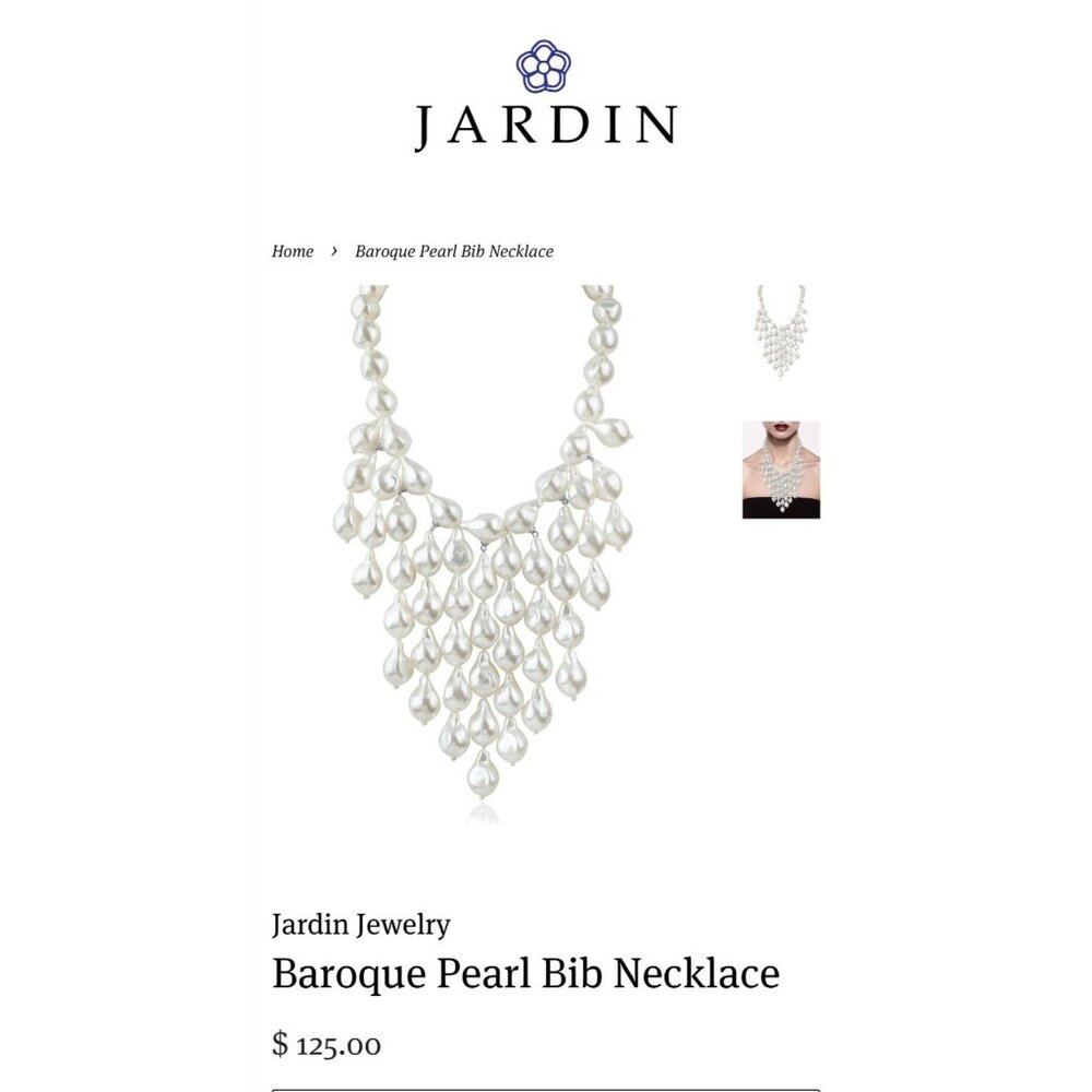 Jardin Baroque Faux Pearl Bib Necklace Statement Jewelry Bridal Wedding - Picture 5 of 9